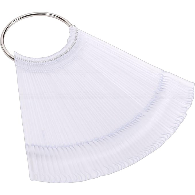 50 Stuks Nagellak Staaltjes Fan Vorm Clear Nagellak Kunst Display Samples met Metalen Ring white