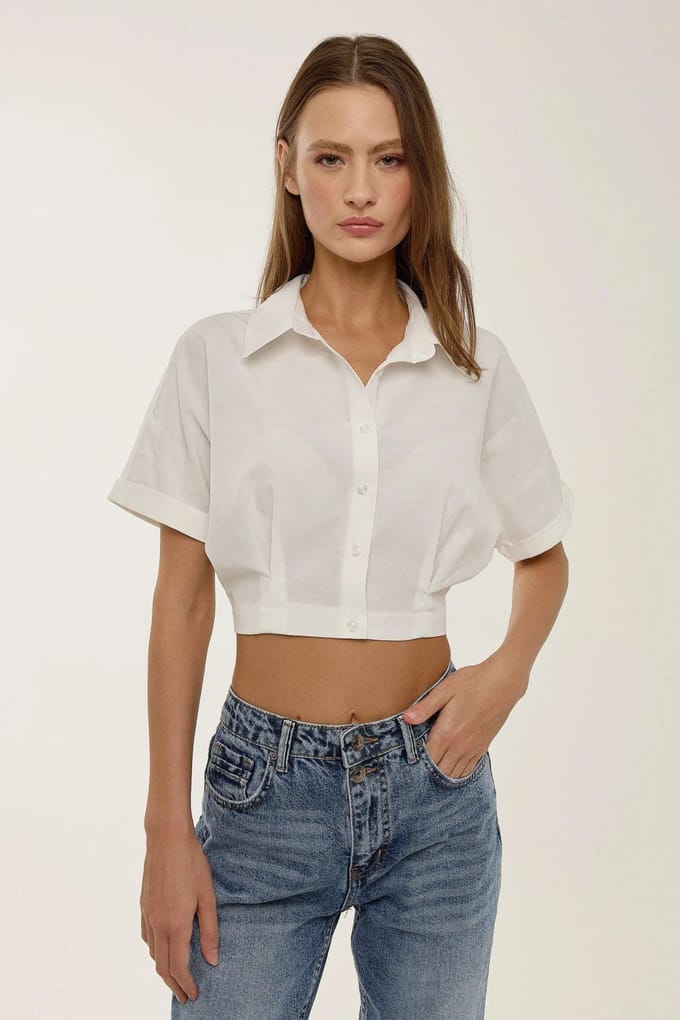 Korte Mouw Crop Shirt