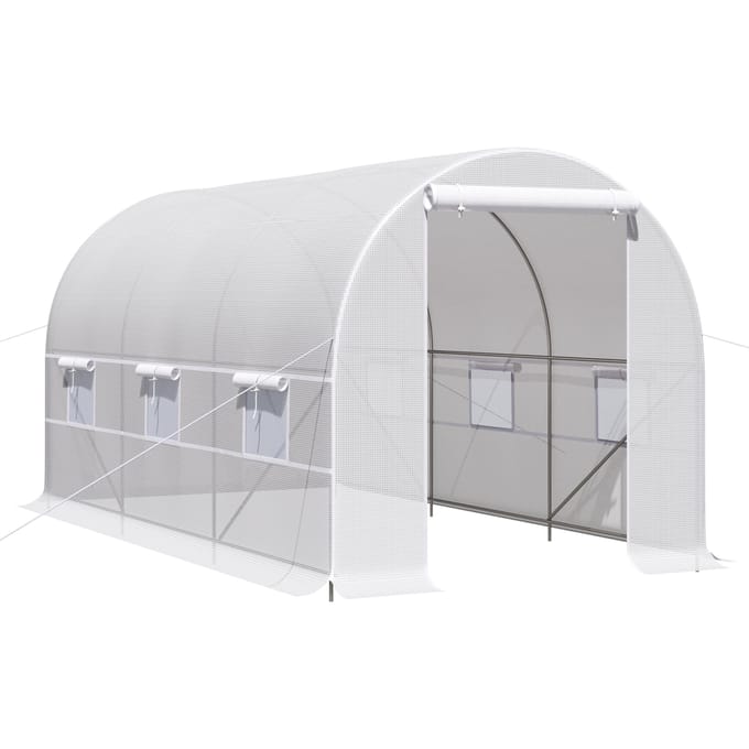 Outsunny Tunnelkas - PE, metaal - 400x200x200cm - Wit