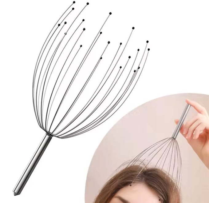 Scoby – Hoofdmassagetool – Relaxspin – Massagehulpmiddel – Head Massager – Universele maat – Zilverkleurig