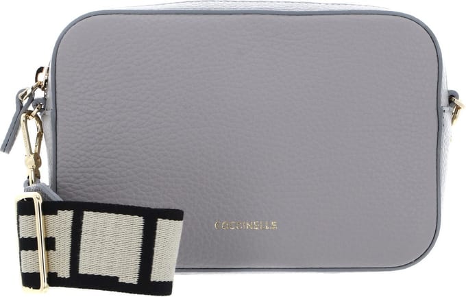 COCCINELLE Leren Schoudertas Tebe Crossover Bag Light Grey Lichtgrijs