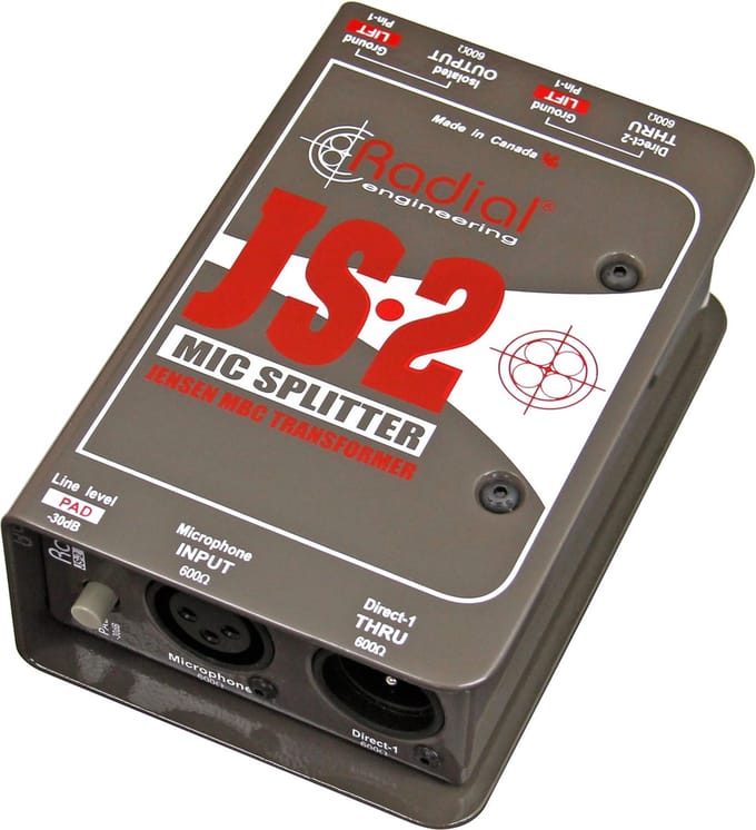 Radial JS-2 microfoonsplitter - Signaalsplitter