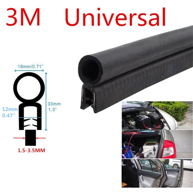 3M Zwart Auto Auto Deur Motor Rand Randafwerking Afdichtingsrubber Strip Weerstrip black