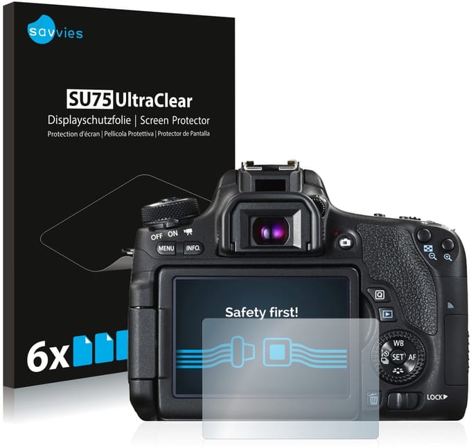 Savvies - Screenprotector voor Canon EOS 760D - Folie Beschermfolie transparant 6 Stuks