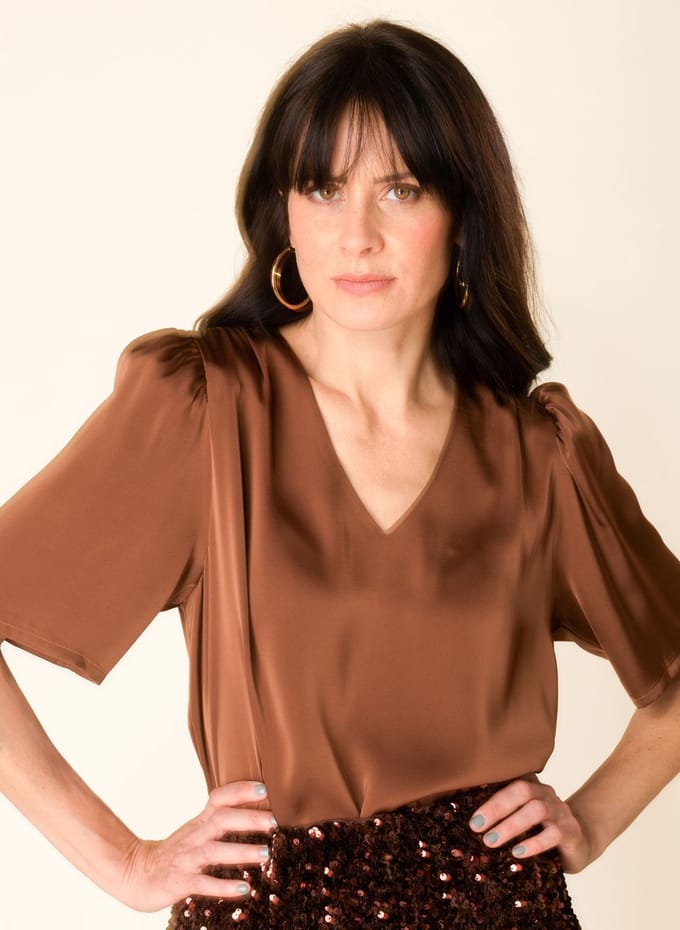 YEST Pippa Essential Tops - Copper Brown - maat 34