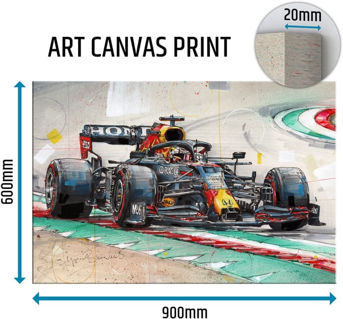 Verstappen race auto canvas schilderij 90x60 cm