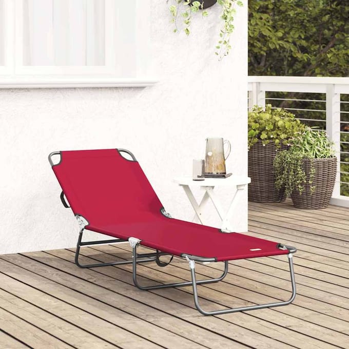 vidaXL - Opvouwbare - zonnebed - Rood - 188 - x - 57 - x - 86,5 - cm - Polyester