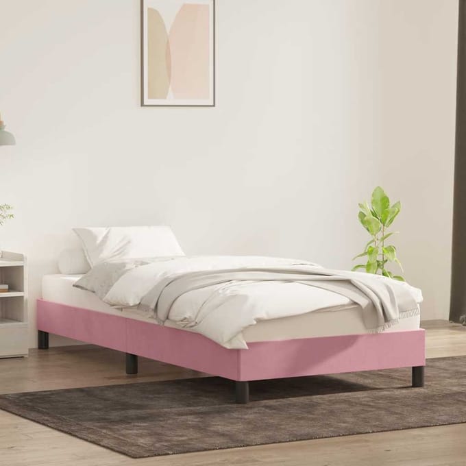 vidaXL - Bedframe - zonder - matras - 90x220 - cm - fluweel - roze