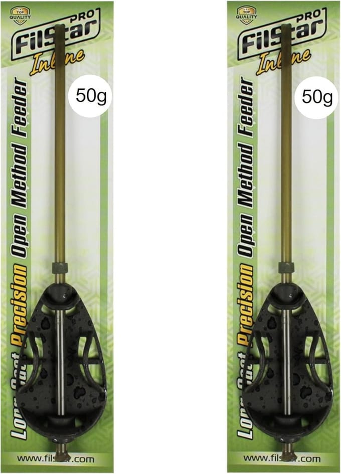 Inline Long Cast Method Feeder Set voor Karpervissen - 2 x 50 g Voederdispenser en Voedermand