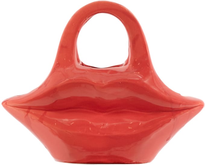 HomeBound by KY | Aardewerk vaas lips rood | bloemenvaas | 25x8x20cm