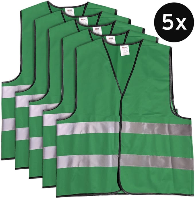 Mexxo Veiligheidshesje groen - set van 5 - one size - reflecterend - 100% polyester