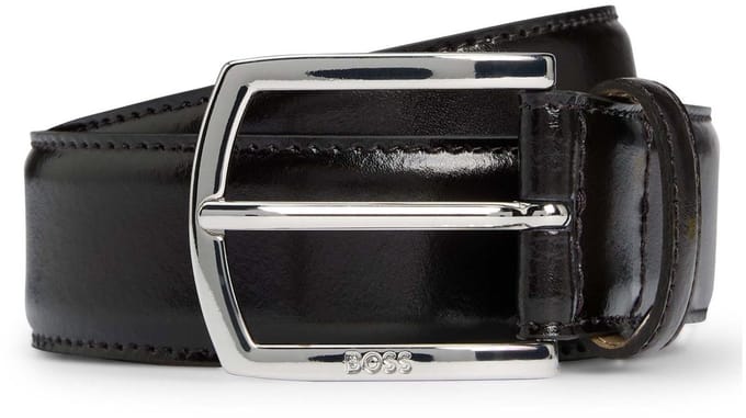 BOSS Leren riem Claus Tx Sz35 Belt W100 Dark Brown donkerbruin