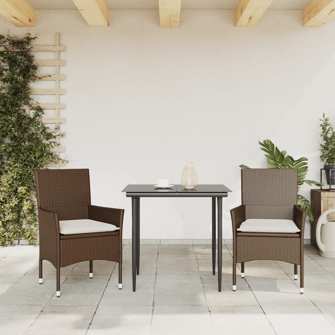 vidaXL - Tuinstoelen - 2 - st - met - kussens - poly - rattan - bruin
