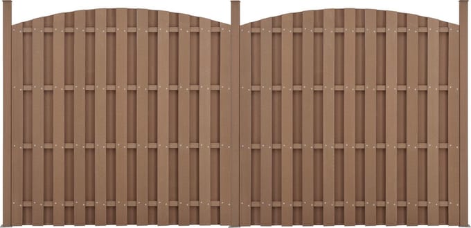 HKC Hekpaneel Gebogen Blair - 2 Stuks - Met Paal - Bruin - Waterdicht