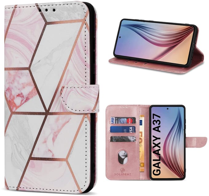 Solidenz Hoesje - geschikt voor Samsung Galaxy A37 Bookcase - Telefoonhoesje met Pasjeshouder - Marmer
