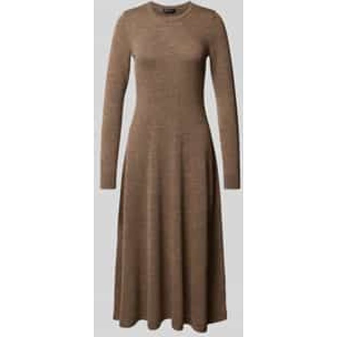 Midi-jurk van wol met ronde hals, model 'VORLEY'