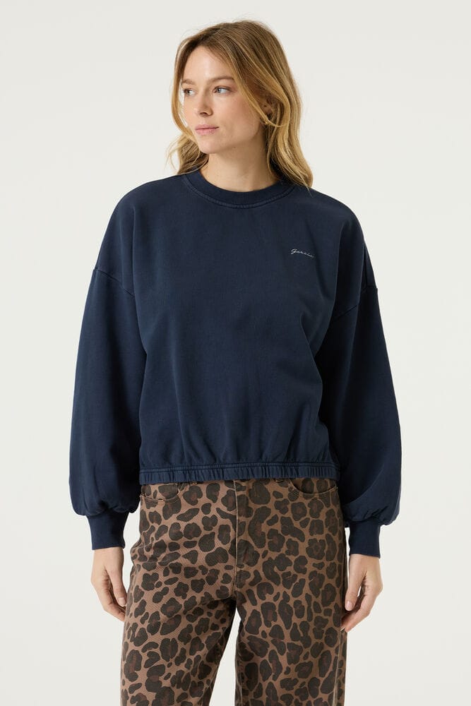 GARCIA Dames Tekst Print Sweater Blauw Lange mouw