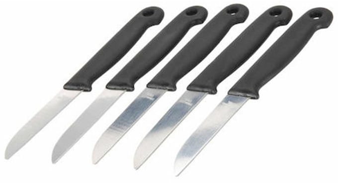 Excellent Houseware Schilmessen - 5x - zwart - keukenmesjes - RVS - 16 cm