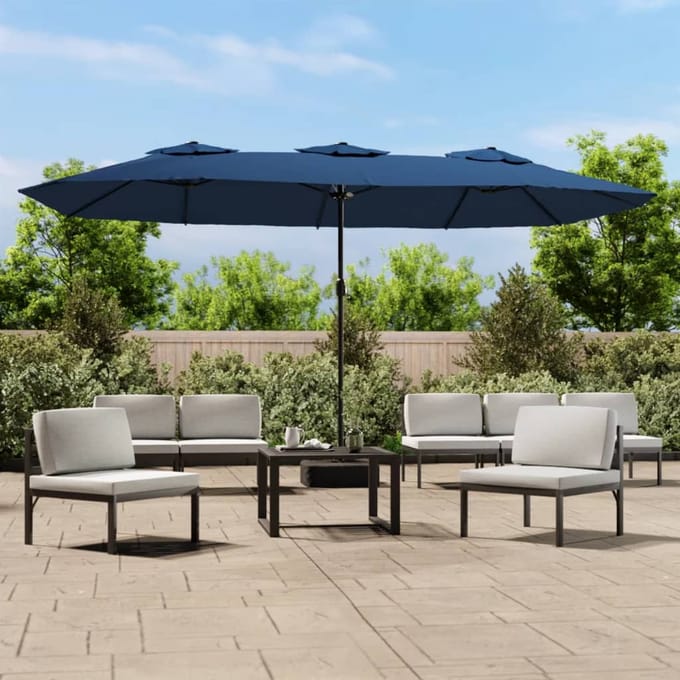 vidaXL - Parasol - dubbel - dak - 449x265 - cm - azuurblauw
