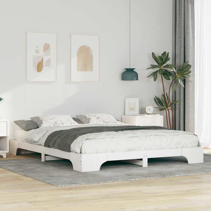 vidaXL - Bedframe - Wit - 160 - x - 220 - cm - Massief - grenenhout