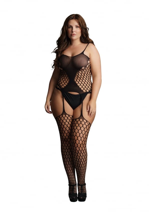 Le Desir - Jarretel Bodystocking Grove Visnet - Plus Size