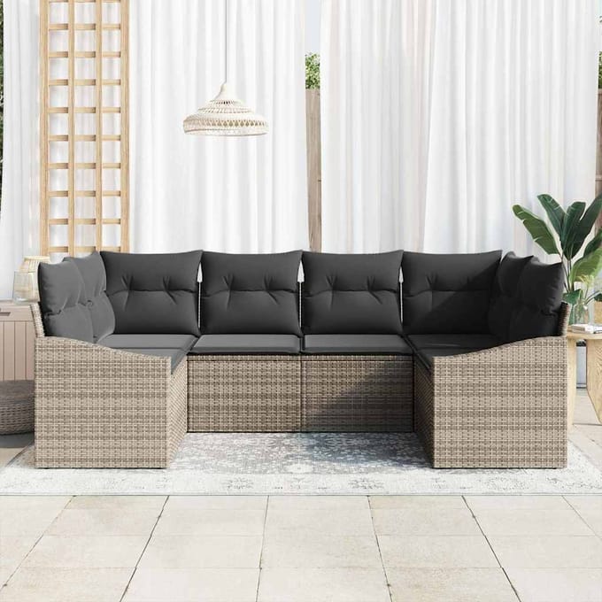 vidaXL - Tuinbank - Set - 6 - st - Grijs - poly - rattan