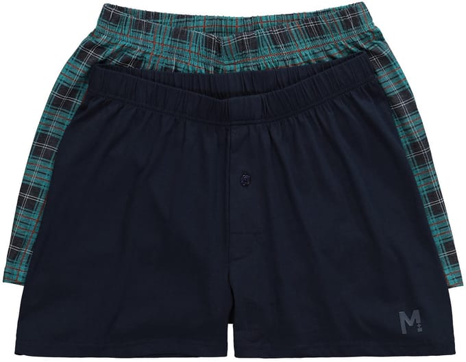 Men Plus - Heren - Boxershorts set van 2 Buik-Fit wijd model - Navy blauw - Maat L