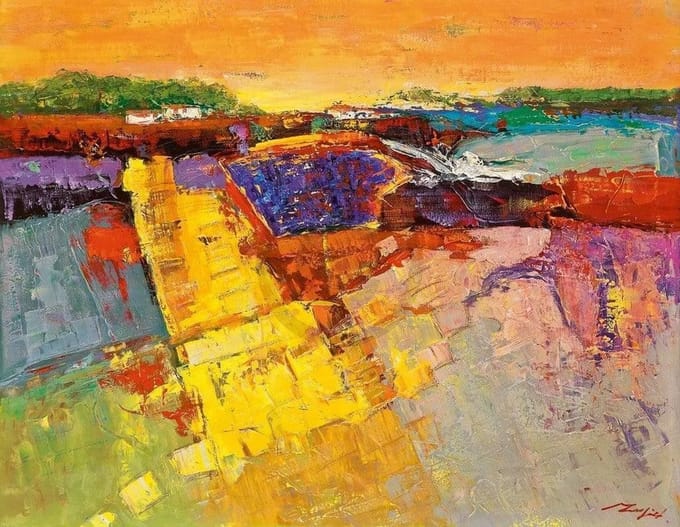 Kunstdruk Madjid - Lavendelfeld 90x70cm
