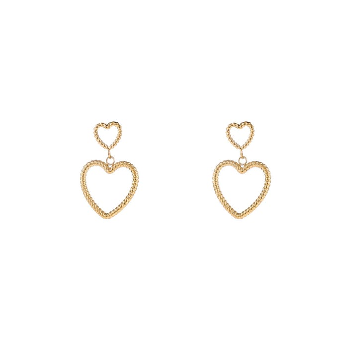 Go Dutch Label Oorknoppen Double Open Hearts Goud