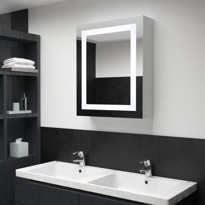 vidaXL - Badkamerkast - met - spiegel - en - LED - 50x13x70 - cm