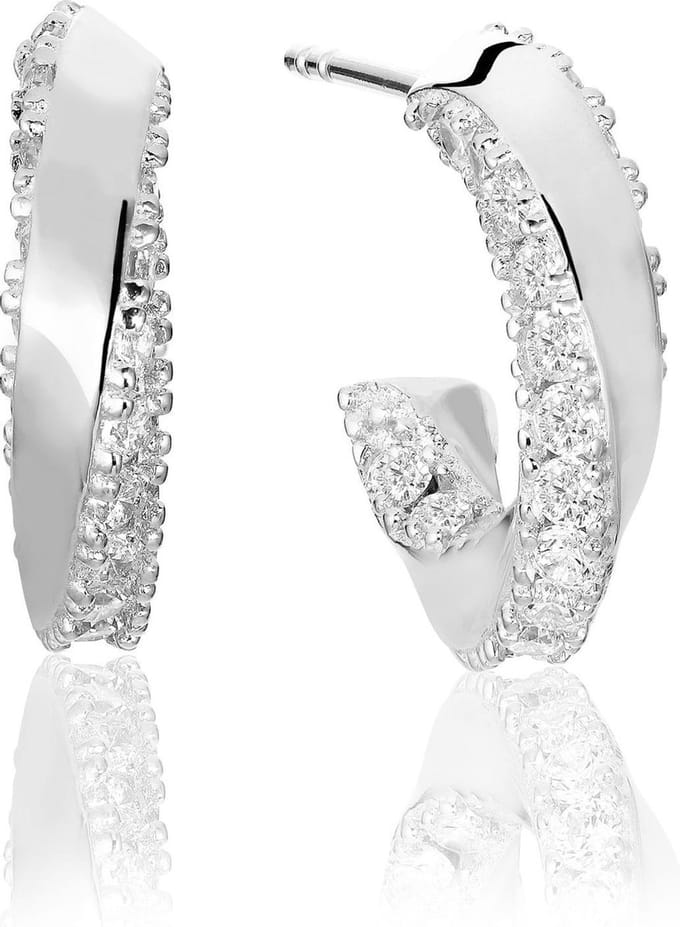 SIF JAKOBS FERRARA CREOLO PICCOLO EARRINGS SJ-E12110-CZ-SS