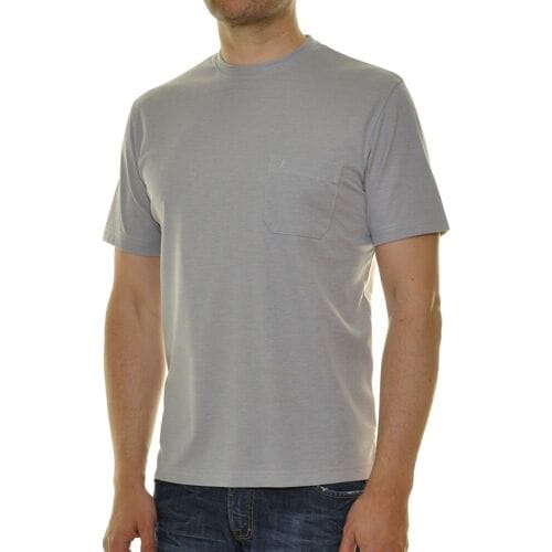 Ragman T-Shirt Softknit Uni Easy Care Round Neck Breast Pocket Silver / male