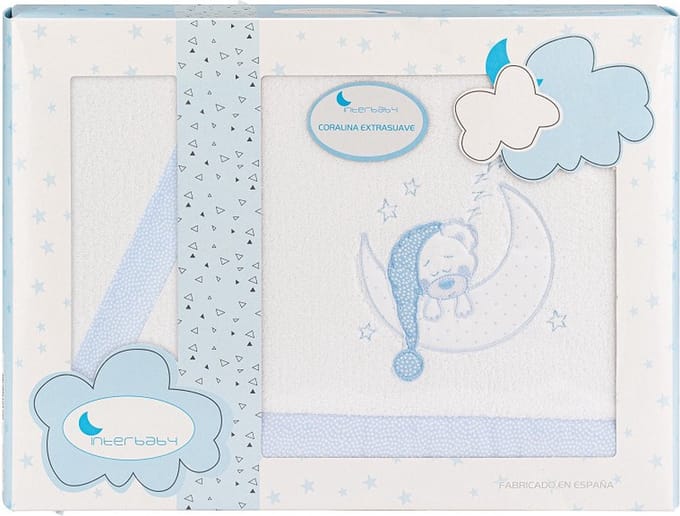 Interbaby Beddengoed Wieg Beertje Fleece Wit/blauw 3-delig