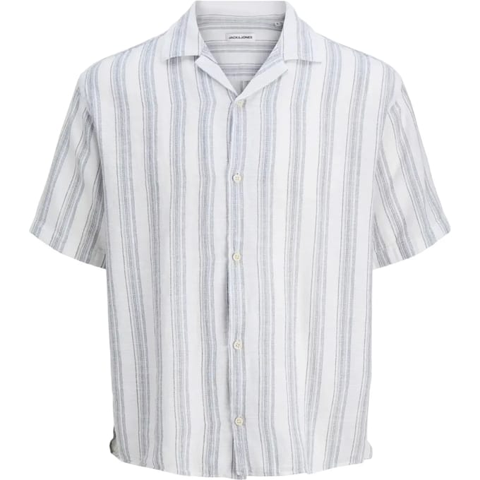 Liam resort shirt relaxed fit korte mouw - popeline - blauw gestreept (celestial blue)