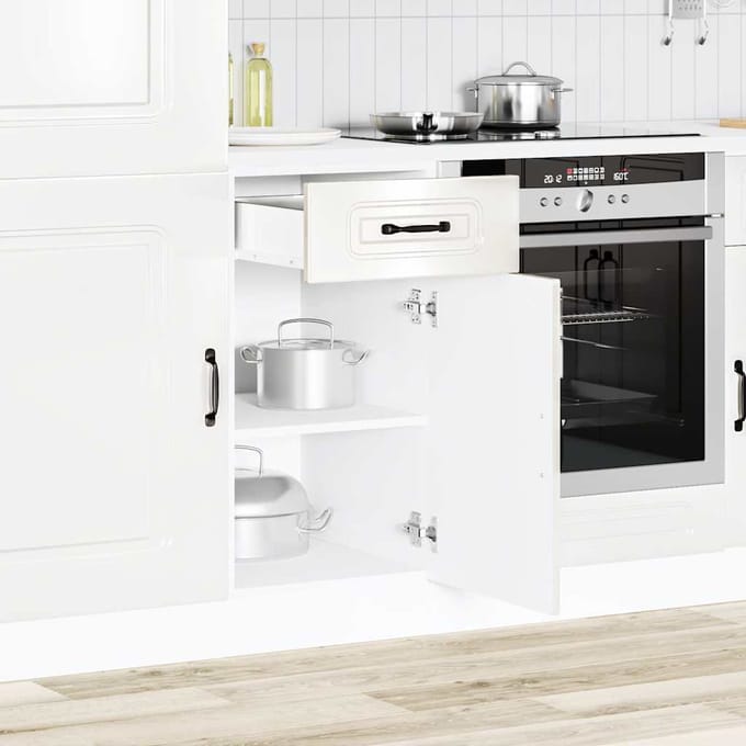 vidaXL - Onderkast - Kalmar - bewerkt - hout - hoogglans - wit