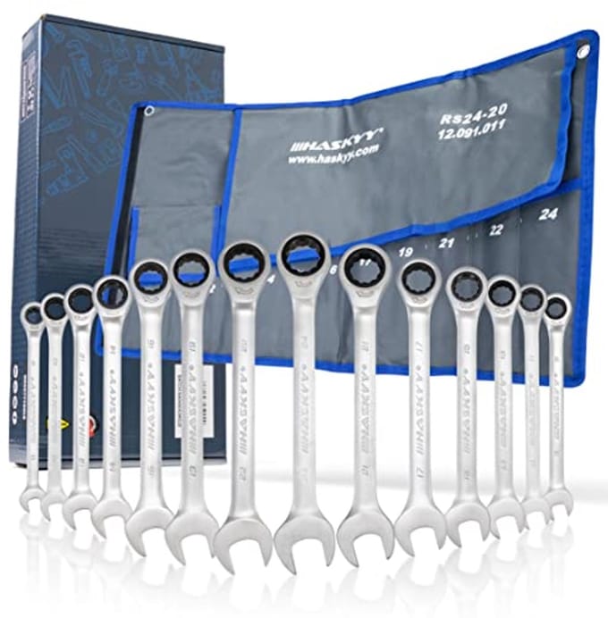 14-delige Ratelsleutelset 8-24 mm - Steeksleutelset voor Professioneel Gebruik
