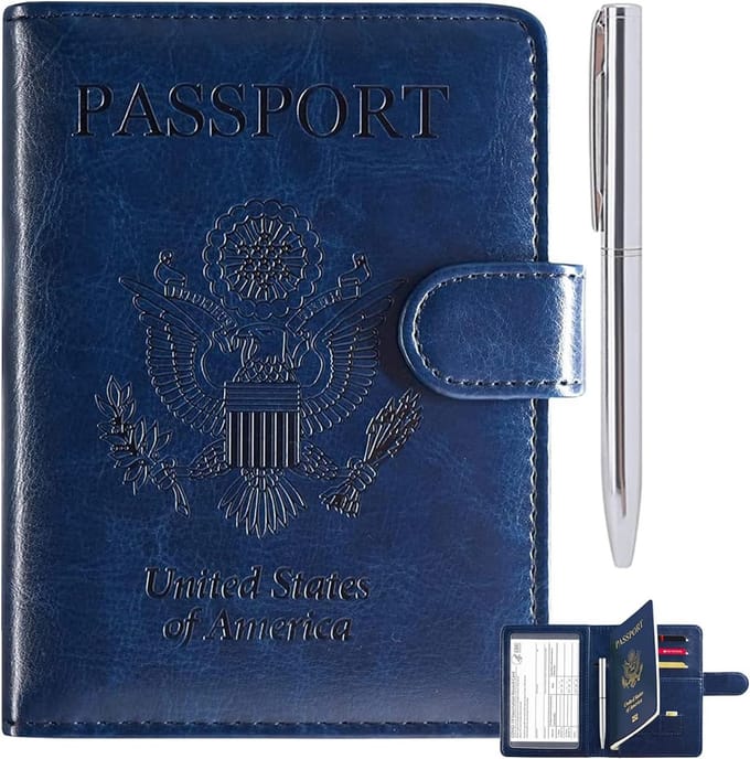 Reis Paspoorthouder - Documenten Portemonnee - Veilig Reizen - RFID Blokkerend - 14.5 x 11.5 cm - Blauw