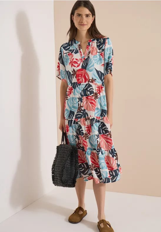 Midijurk met split in de hals en print
