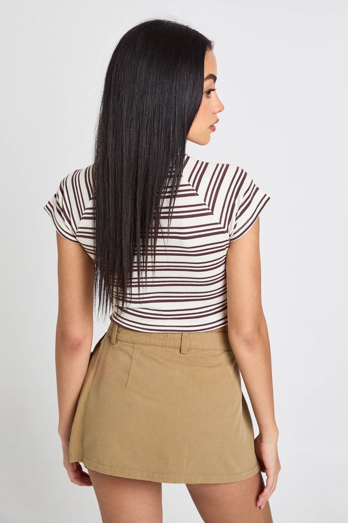 boohoo Dames Utility Pocket Twill Mini Rok | Ecru | Maat: 16