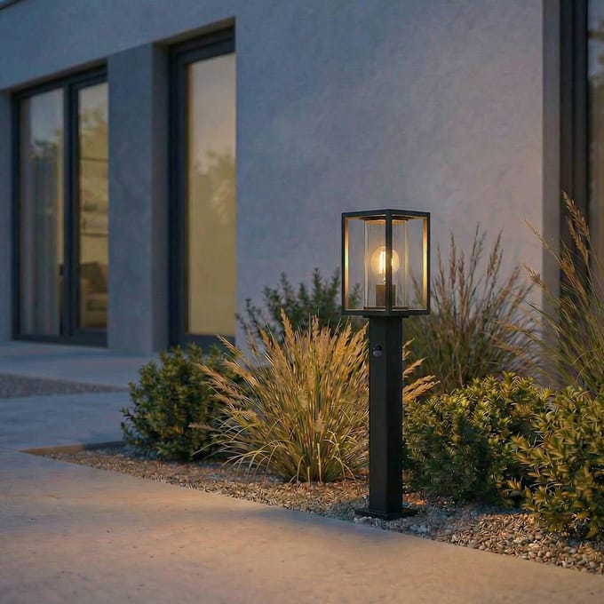 Lucande - Padverlichting, zuillampen - 1licht - Aluminium, glas - H: 60 cm - E27 - antraciet
