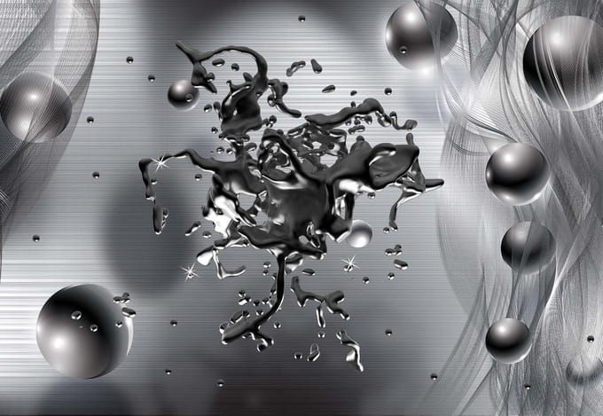 Fotobehang Abstract Modern Grey Silver | XXL - 312cm x 219cm | 130g/m2 Vlies