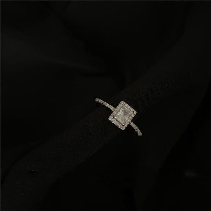 Bagues Cubiques Carrées Délicates Coréennes Pour Femmes Filles Micro Pavées Ouvertes Réglables Bijoux de Mode Cadeaux Resizable gray