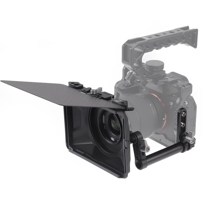 FOTGA Mini Matte Box Lichtgewicht met topvlag 15 mm staaf 4 stuks lensadapter zwart