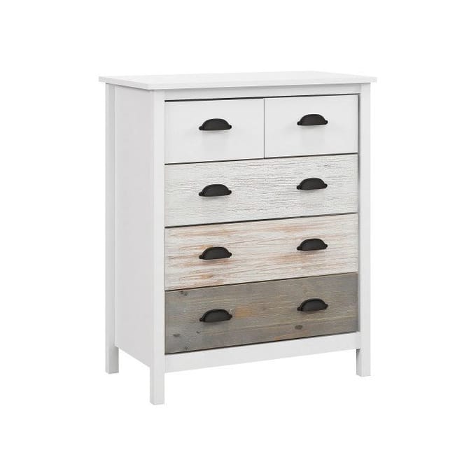 Commode - MUVOE - 5 lades - Wit - 70x38x85 cm - Anti-kantel wit