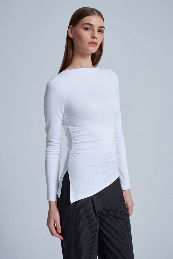 Slim-Fit Boot-Hals Lange Mouwen Blouse