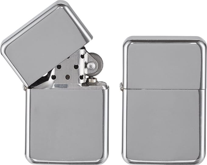 Benzine aansteker TOM® - Classic Lighter - Zilver Chroom - vuursteen