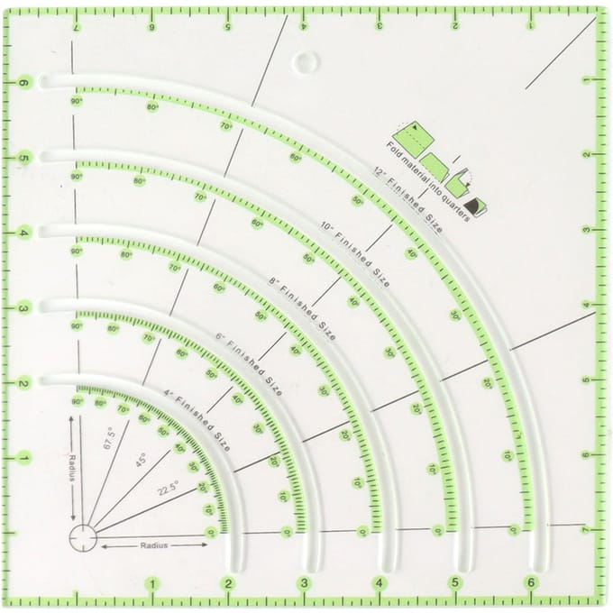 8 Inch Acryl Quiltliniaal Multifunctionele Duidelijke Bogen Waaiers Quilt Cirkelsnijder Liniaal voor beige