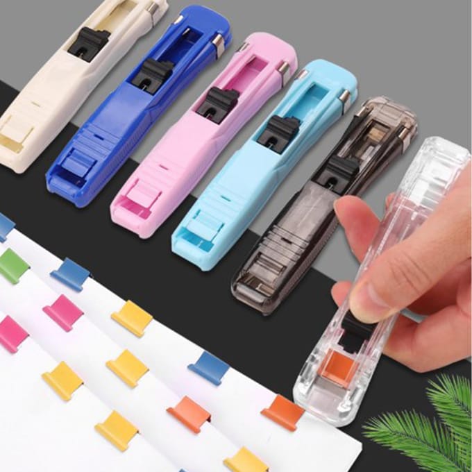 Handheld Klemduwer Navulclips Kantoorartikelen Binderduwer Dispenserclips voor het Vastzetten van Toetsbladen yellow