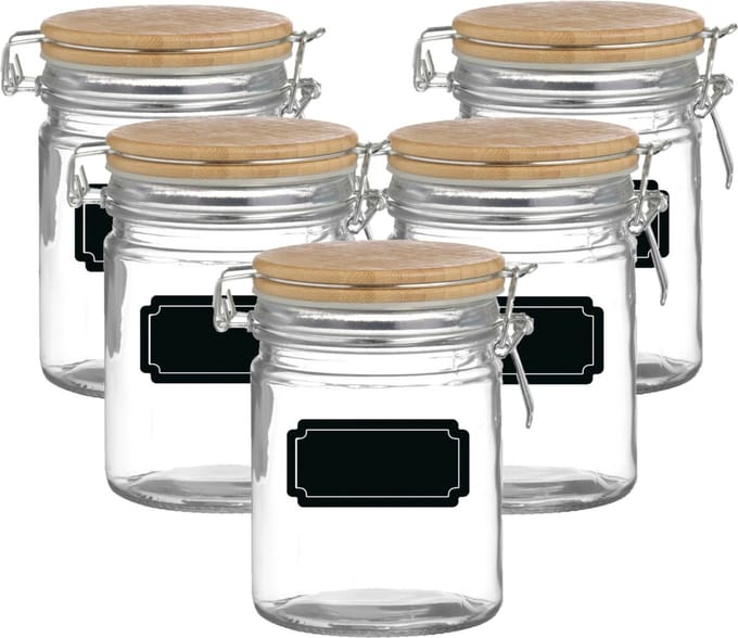 Weckpot/inmaakpot - 10x - 700 ml - glas - met beugelsluiting - incl. etiketten