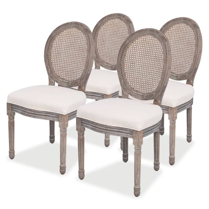 vidaXL - Eetkamerstoelen - 4 - st - stof - crèmekleurig